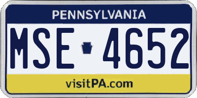 PA license plate MSE4652