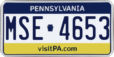 PA license plate MSE4653