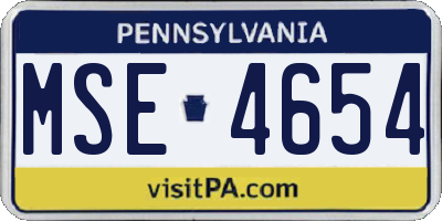 PA license plate MSE4654