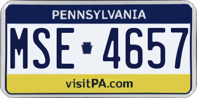 PA license plate MSE4657