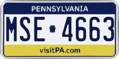 PA license plate MSE4663