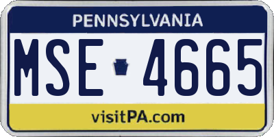 PA license plate MSE4665