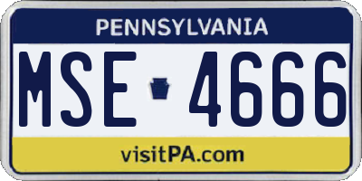 PA license plate MSE4666