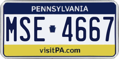 PA license plate MSE4667