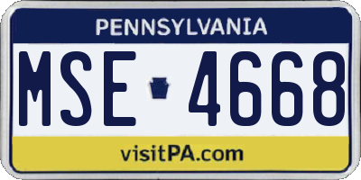 PA license plate MSE4668