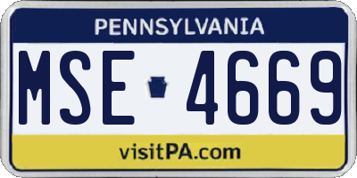 PA license plate MSE4669