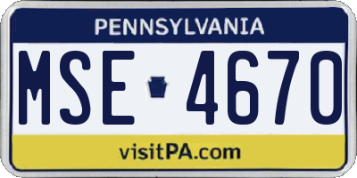PA license plate MSE4670
