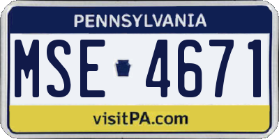 PA license plate MSE4671