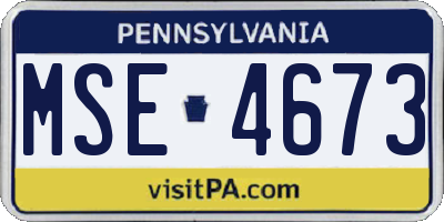 PA license plate MSE4673