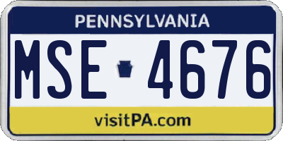 PA license plate MSE4676