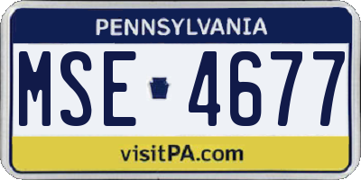 PA license plate MSE4677