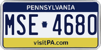 PA license plate MSE4680