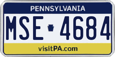PA license plate MSE4684