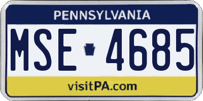 PA license plate MSE4685