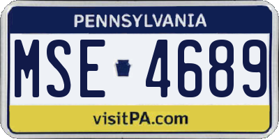 PA license plate MSE4689