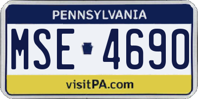 PA license plate MSE4690