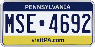 PA license plate MSE4692