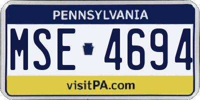 PA license plate MSE4694