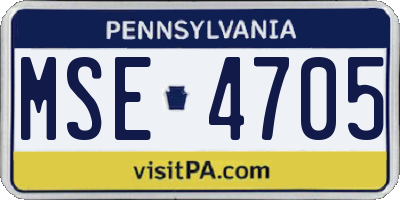 PA license plate MSE4705
