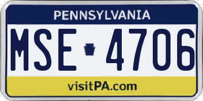PA license plate MSE4706