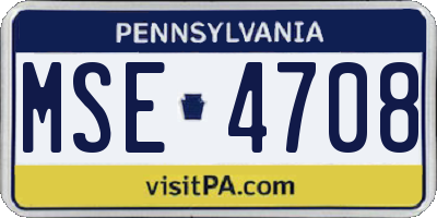 PA license plate MSE4708