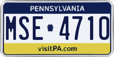 PA license plate MSE4710