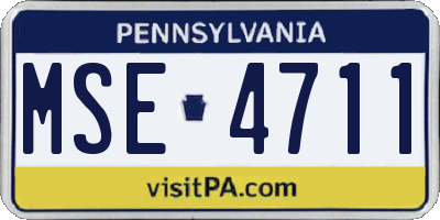 PA license plate MSE4711