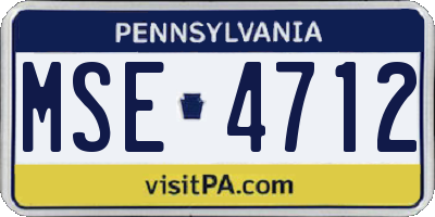 PA license plate MSE4712