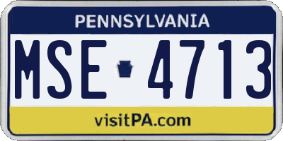 PA license plate MSE4713