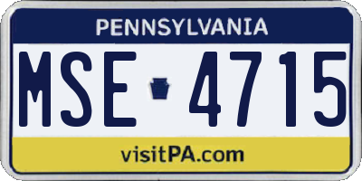 PA license plate MSE4715