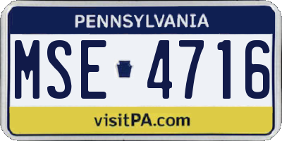 PA license plate MSE4716