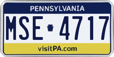 PA license plate MSE4717