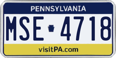 PA license plate MSE4718