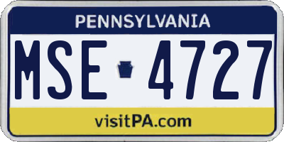 PA license plate MSE4727