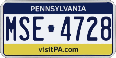 PA license plate MSE4728