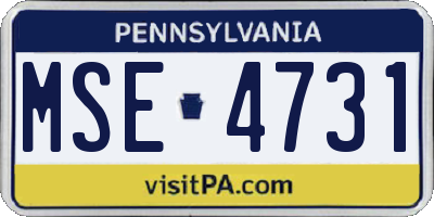 PA license plate MSE4731
