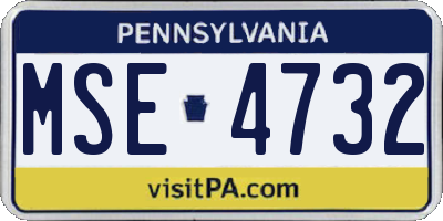 PA license plate MSE4732