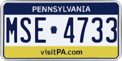 PA license plate MSE4733