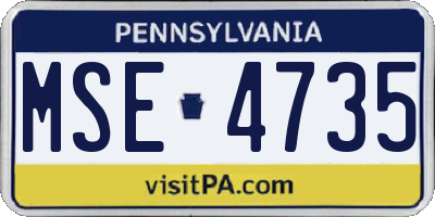 PA license plate MSE4735
