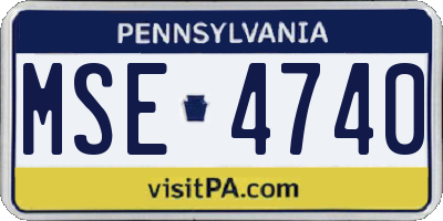 PA license plate MSE4740