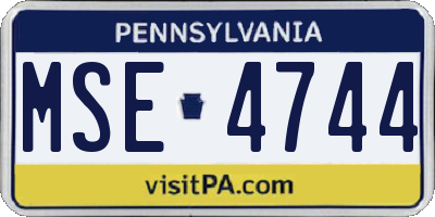 PA license plate MSE4744