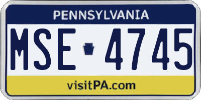 PA license plate MSE4745