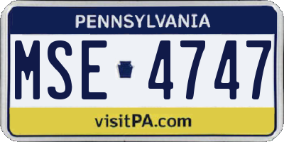 PA license plate MSE4747