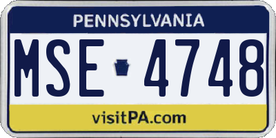 PA license plate MSE4748