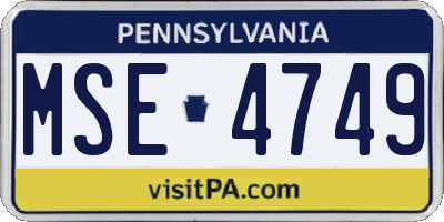 PA license plate MSE4749