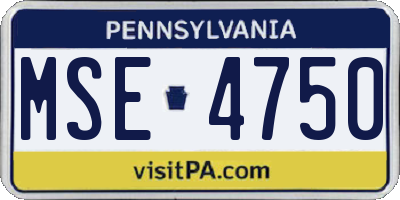 PA license plate MSE4750