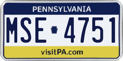 PA license plate MSE4751