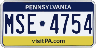 PA license plate MSE4754