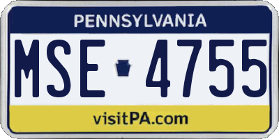 PA license plate MSE4755