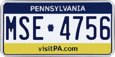PA license plate MSE4756